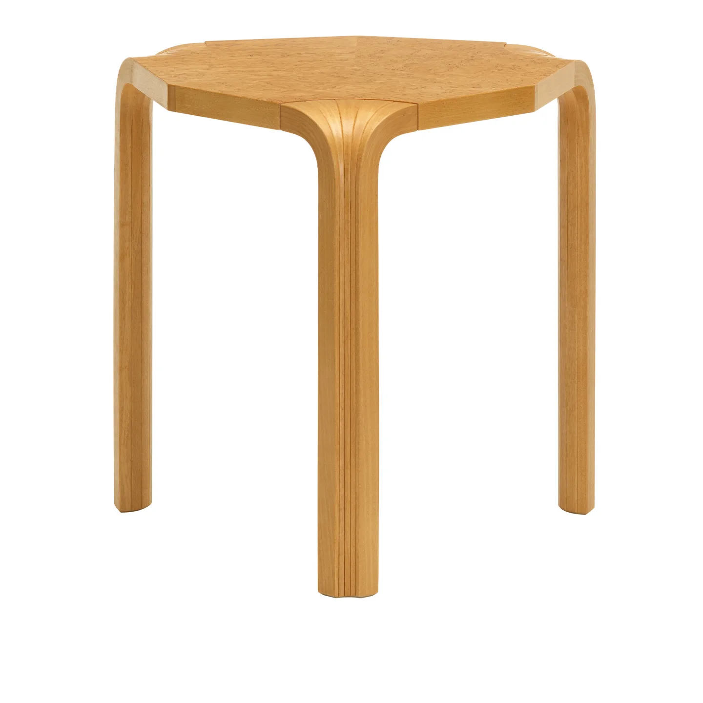 Artek - Stool X602, Anniversary Edition Artek 90, Solid Birch/Curly Birch Veneer, Honey/Honey, 3 legs - Pallar - Alvar Aalto - Träfärgad - Trä