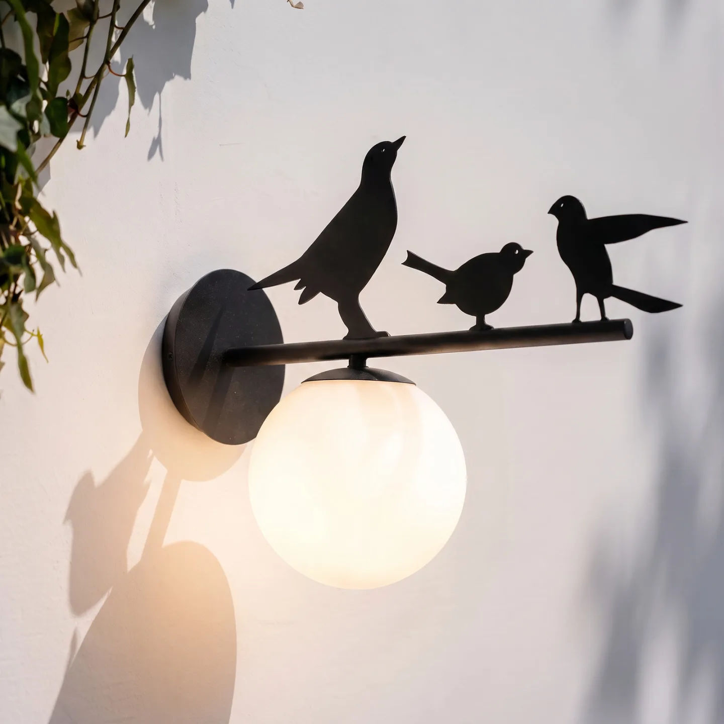 Lintu Außenwandleuchte, schwarz, IP44, Metall, Vogel - Lindby Lintu Bird - Balkon - Landhaus / Rustikal - Einflammig