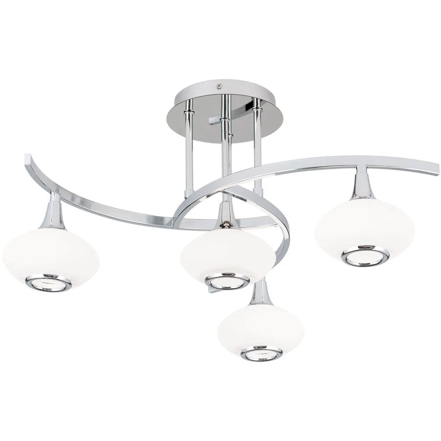Deckenlampe Lia Grau Stahl/Glas 58 cm 27.5 cm - Farbe: chrom - Material: Glas/Stahl
