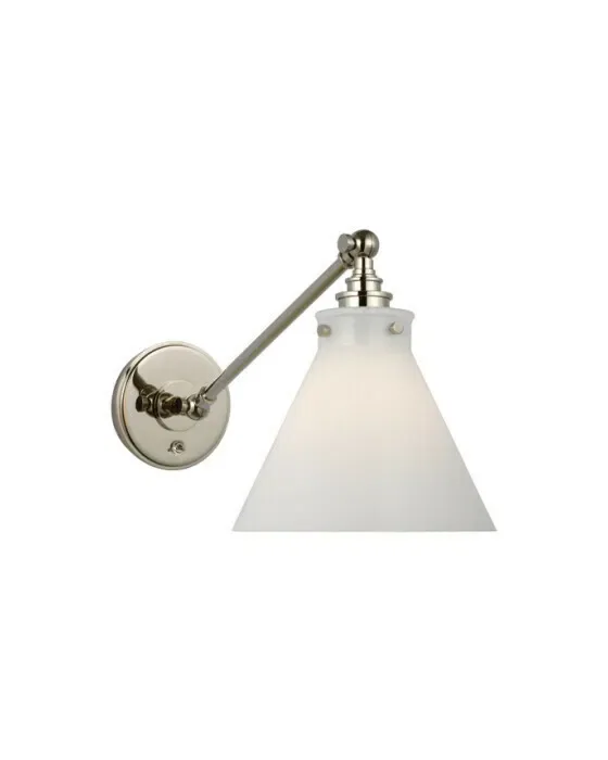 Parkington Single Library Wall Light Polished Nickel/White