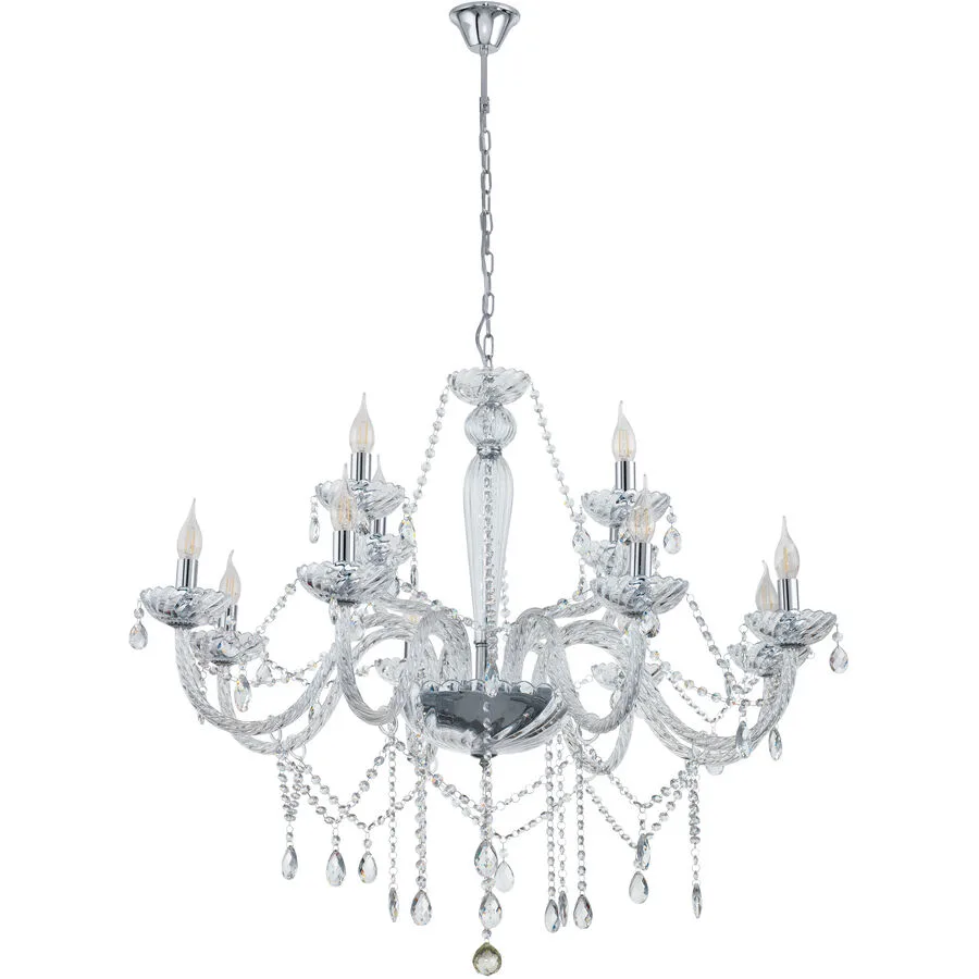 Eglo Kronleuchter Basilano 1 Grau Stahl 150 cm - Farbe: klar - Material: Stahl/ Glas - LED
