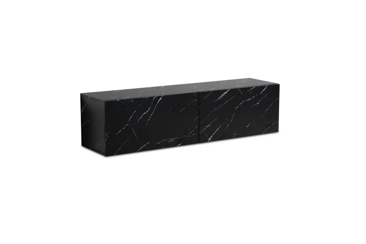 Lowboard Wohnling Folierad upphängning med luckdörr, modern Marmor, Svart, 120 cm - Marmor, Svart, 120 cm