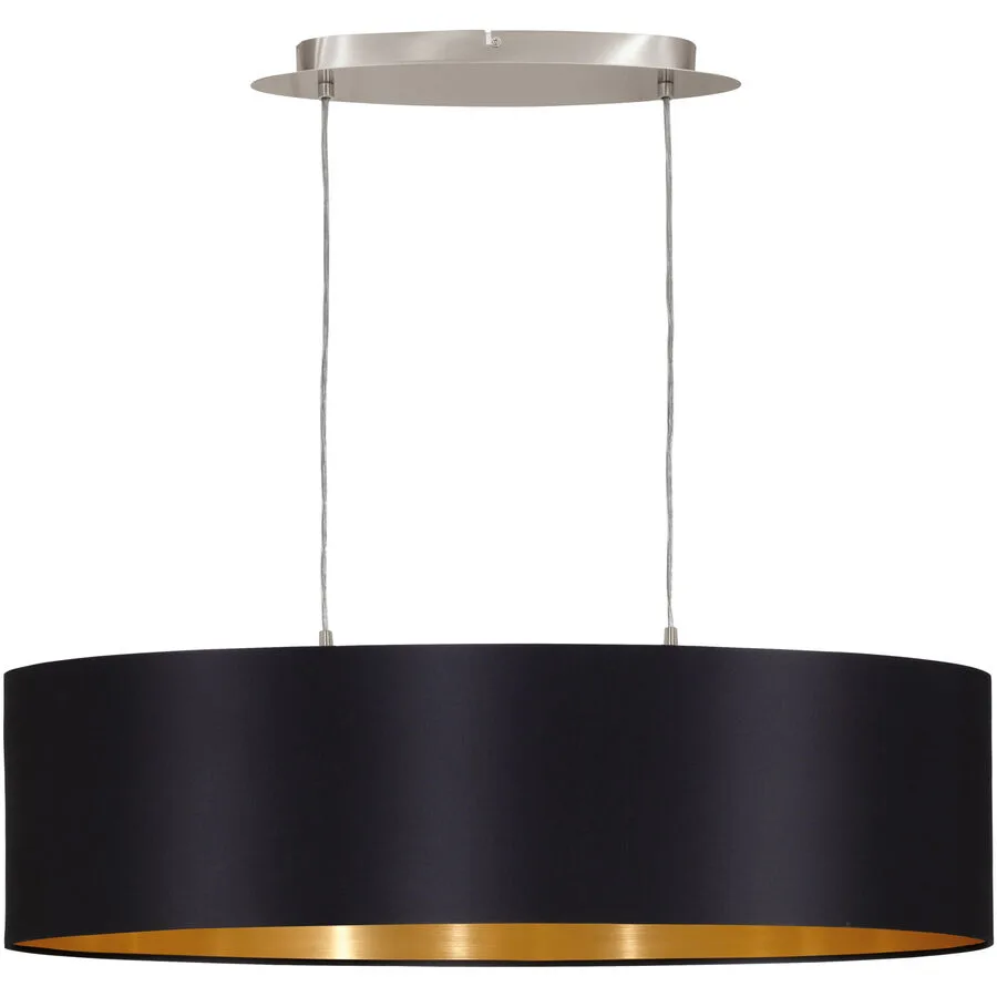 Pendellampe Maserlo Gold/Schwarz Stahl/Stoff 78 cm 110 cm - Farbe: schwarz-gold