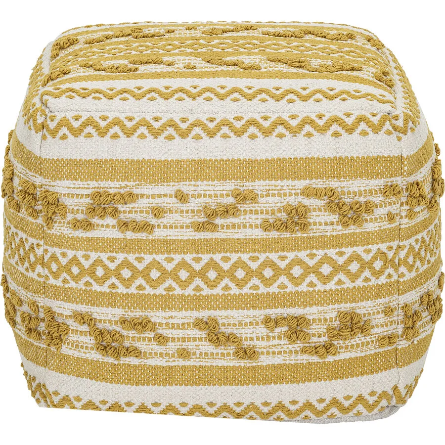 Hocker Eskandar Offwhite, Senfgelb Baumwolle B 45 H 40 cm