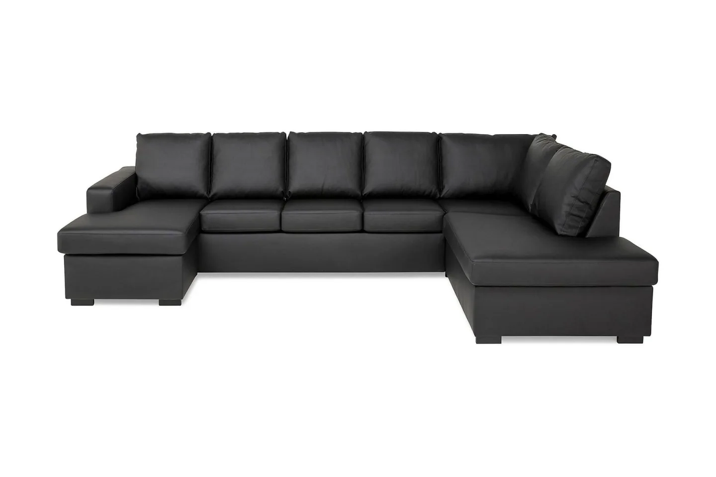 Crazy 5-sits Högervänd U-formad X-Large Soffa med Divan och Schäslong i Konstläder - Svart
