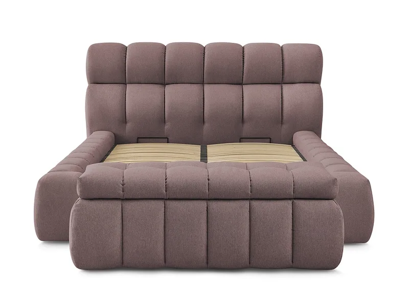 Kastenbett mit Bettkasten BOBOCHIC MONT-BLANC 160x200cm stoff rosa