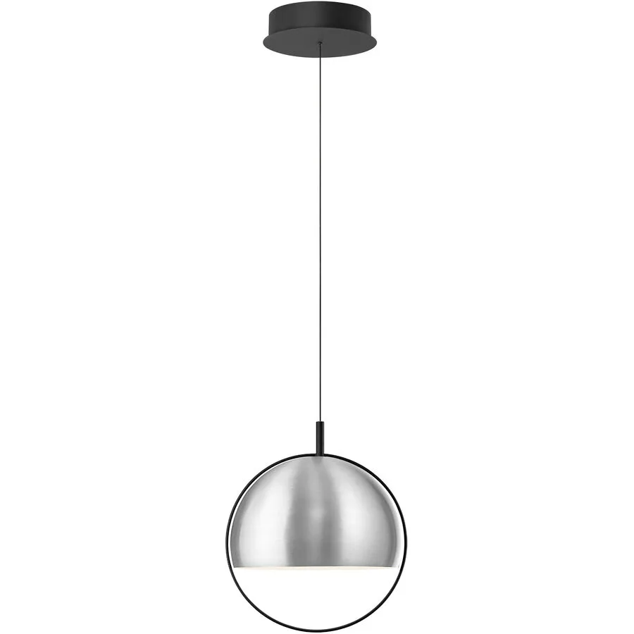 Pendellampe Hoop Silber Aluminium/Eisen 30 cm - Farbe: Aluminium matt - LED - Lichtfarbe: Warmweiss - LED Energiesparlampen