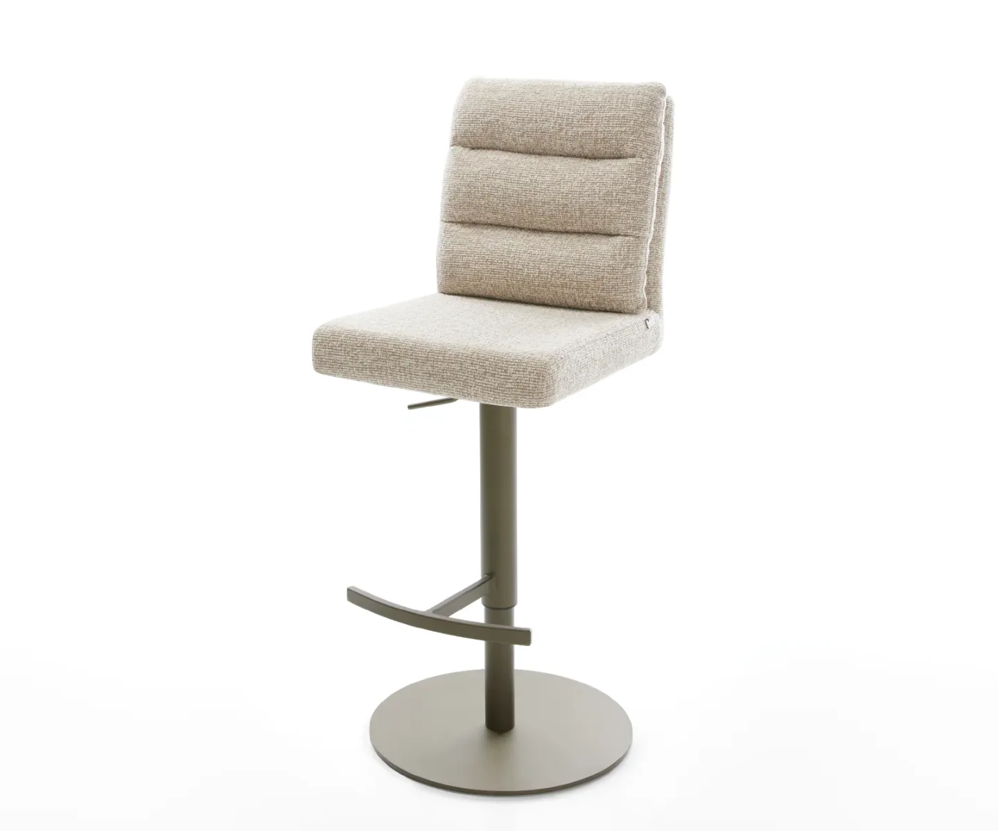 Barstuhl Pela-Flex Webstoff Soft Beige Drehfuß höhenverstellbar Metall Titanfarben