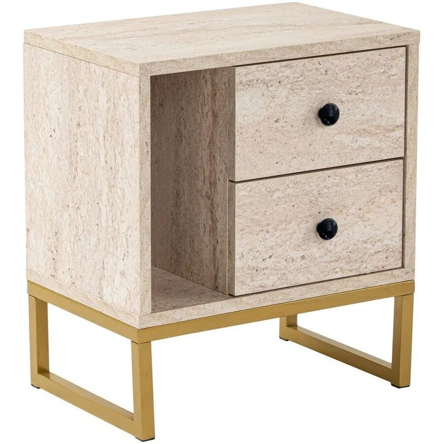 Nachttisch Uyumak braun/beige Melaminbeschichtete Spanplatte B 45.2 H 50 cm