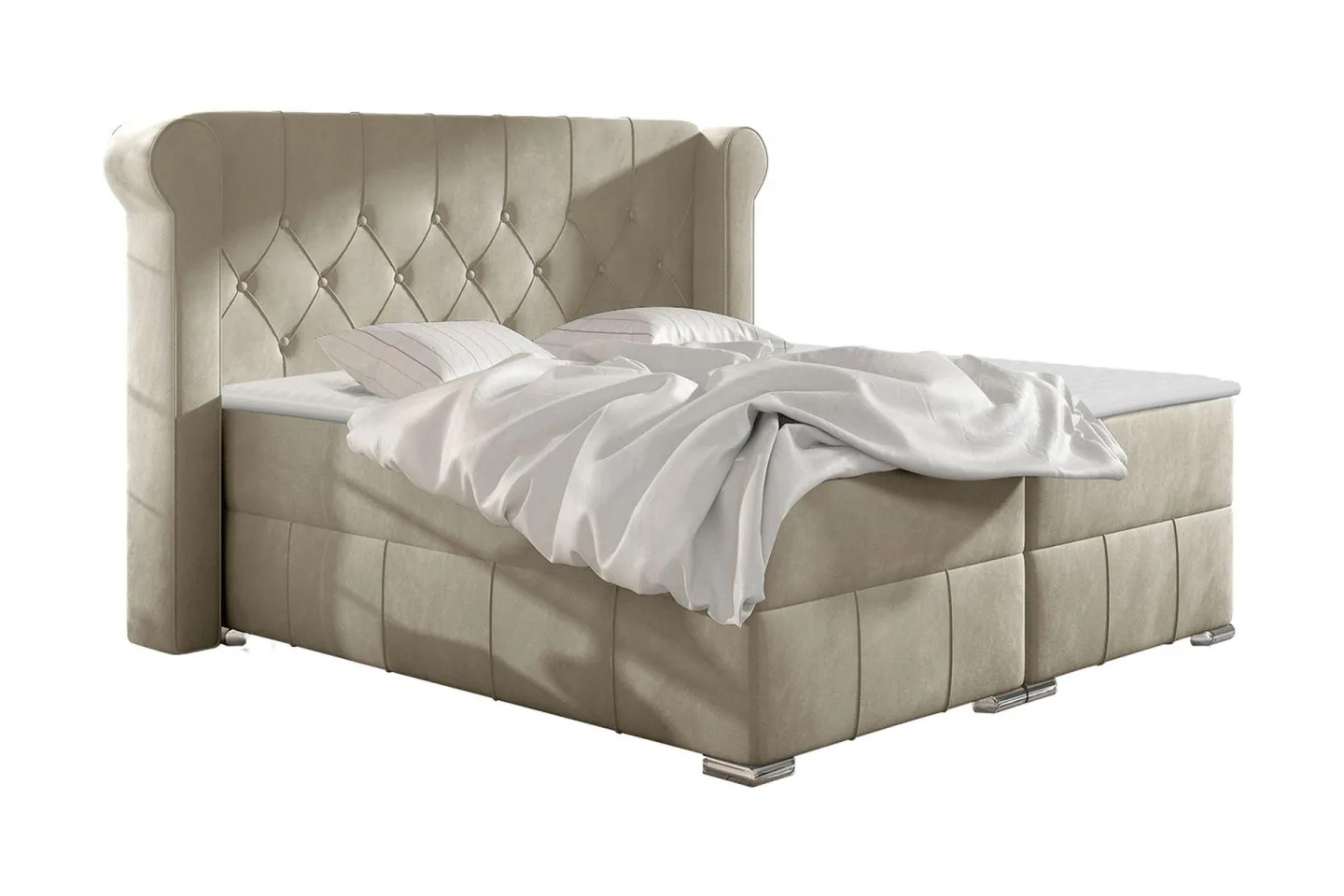 Lyckorna Kontinentalsäng 120x200 cm LED-belysning - Beige