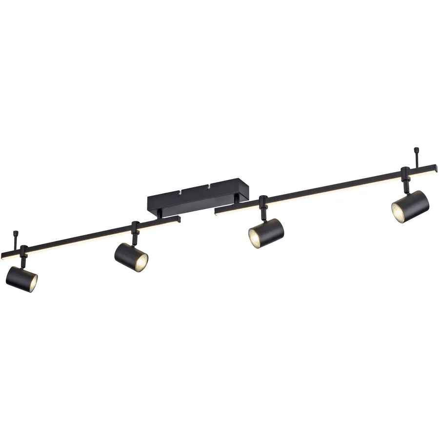 Deckenlampe Barik Schwarz Aluminium B 6 H 17 cm - LED - Lichtfarbe: Warmweiss - LED Energiesparlampen