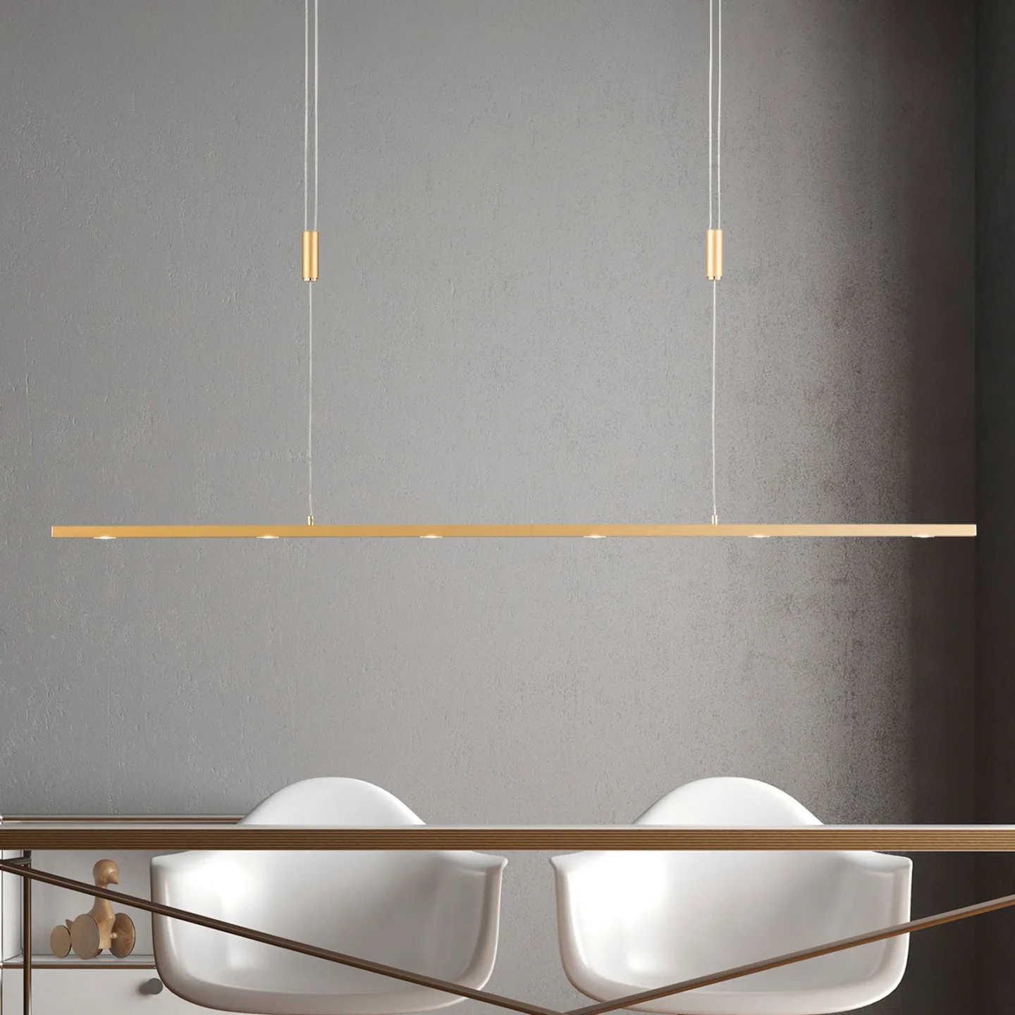 LED-Pendellampe Tolu, Länge 119 cm, messing - Quitani - Wohnzimmer - Modern - Metall - Einflammig