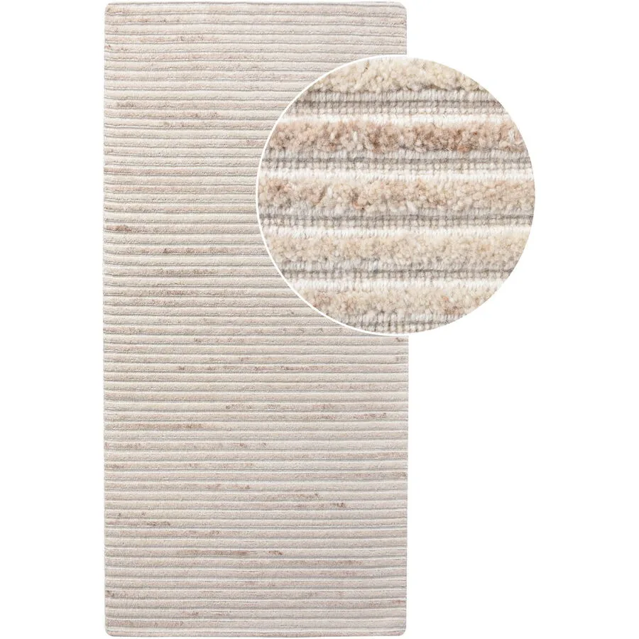 Teppich Yasaro Beige Wolle 80 cm 180 cm - Farbe: ivory