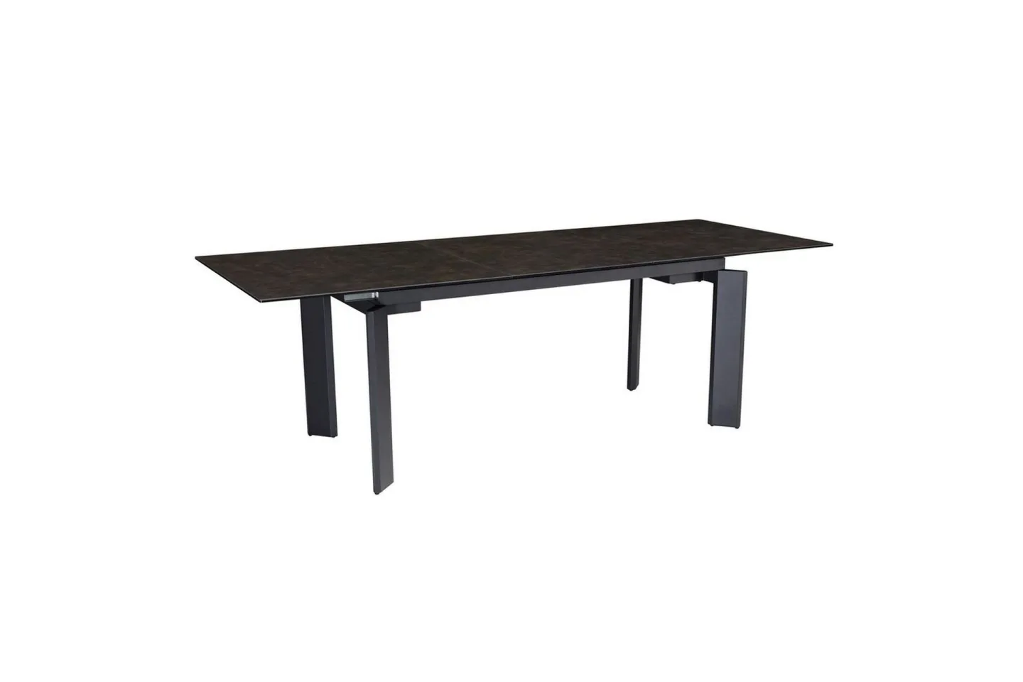 Matbord Wohnling Utdragbart 180-260 cm keramisk, klassiskt fyra ben och metallram Svart, marmor svart - Svart, marmor svart