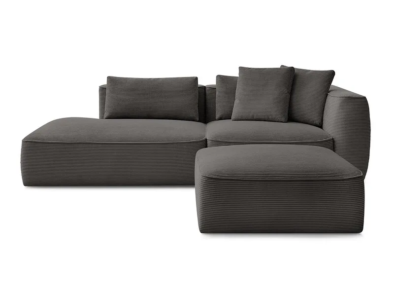 3er Sofa mit Hocker BOBOCHIC LEOPOLD Cord-Stoff taupe
