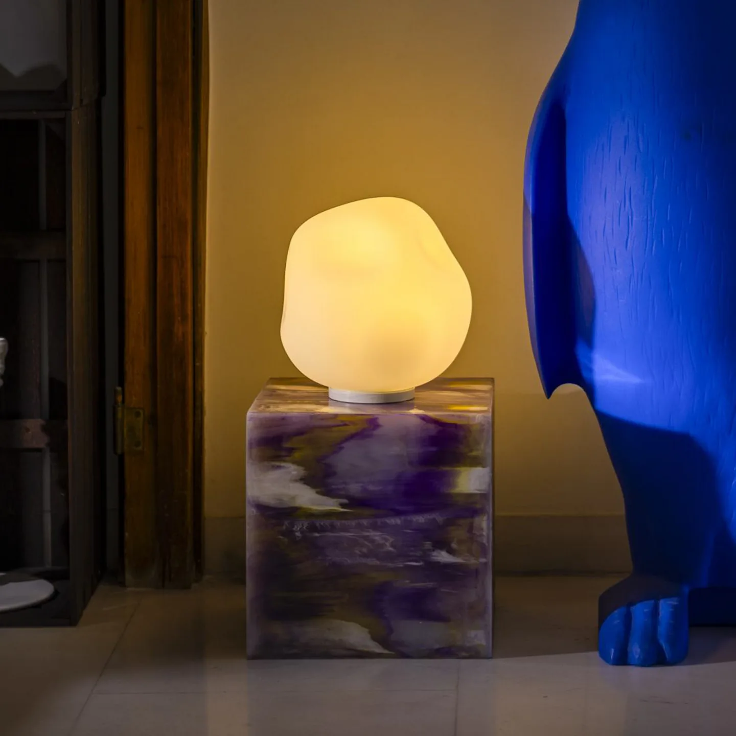 Hoba Media Tischlampe, Ø 24 cm, ein/aus, Glas - Foscarini - Wohnzimmer - Design - Kugel