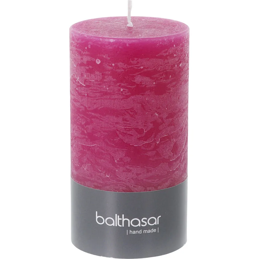 Balthasar Kerze Rustico Himbeere H13 cm D7 cm, Brenndauer 60h - Farbe: taupe - Material: Wachs