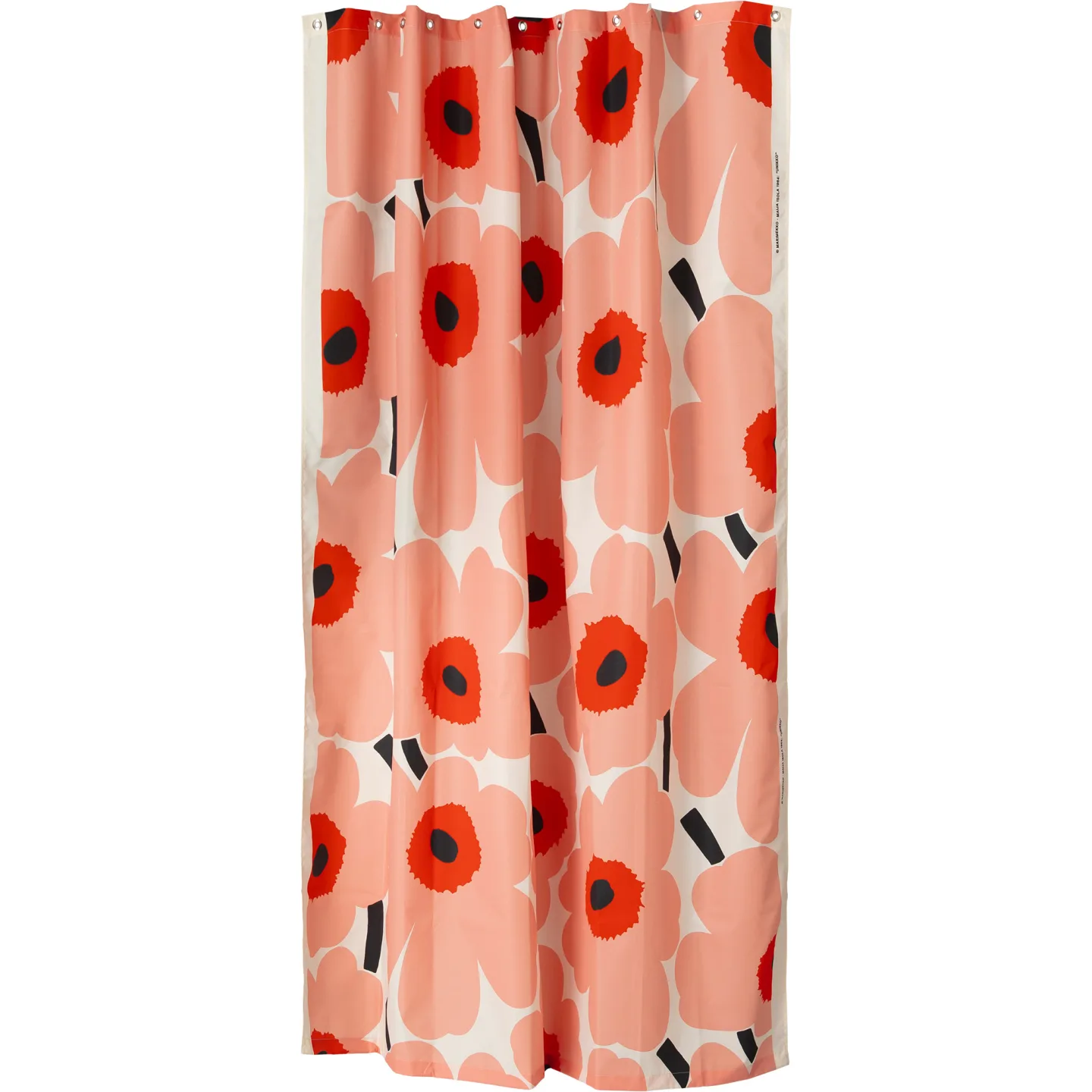 Marimekko - UNIKKO SHOWER CURTAIN 180x200, offwhite, coral, or.red, charcoal - Maija Isola