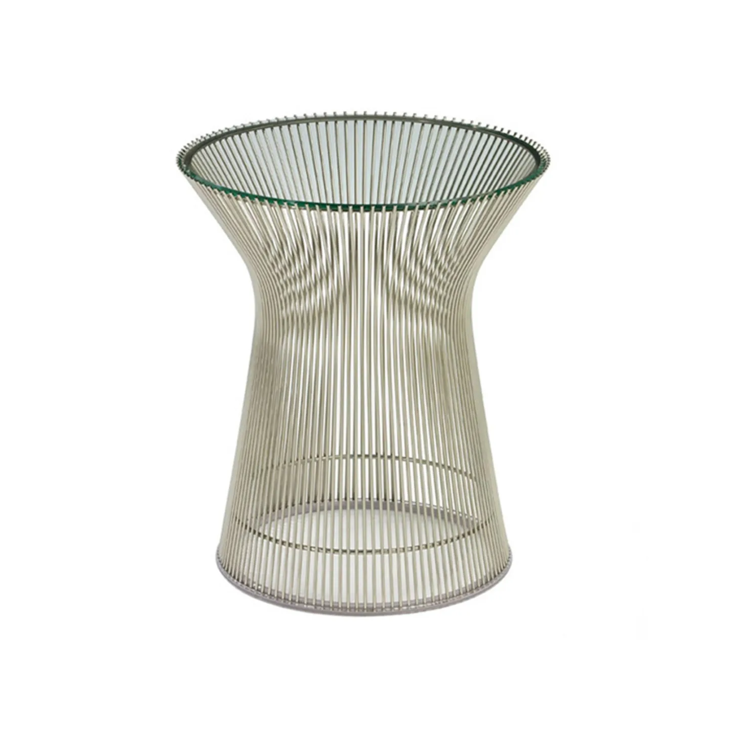 Knoll - Platner Side Table, underrede i Polerad nickel, skiva i Klarglas - Sidobord - Warren Platner - Brons - Glas/Metall