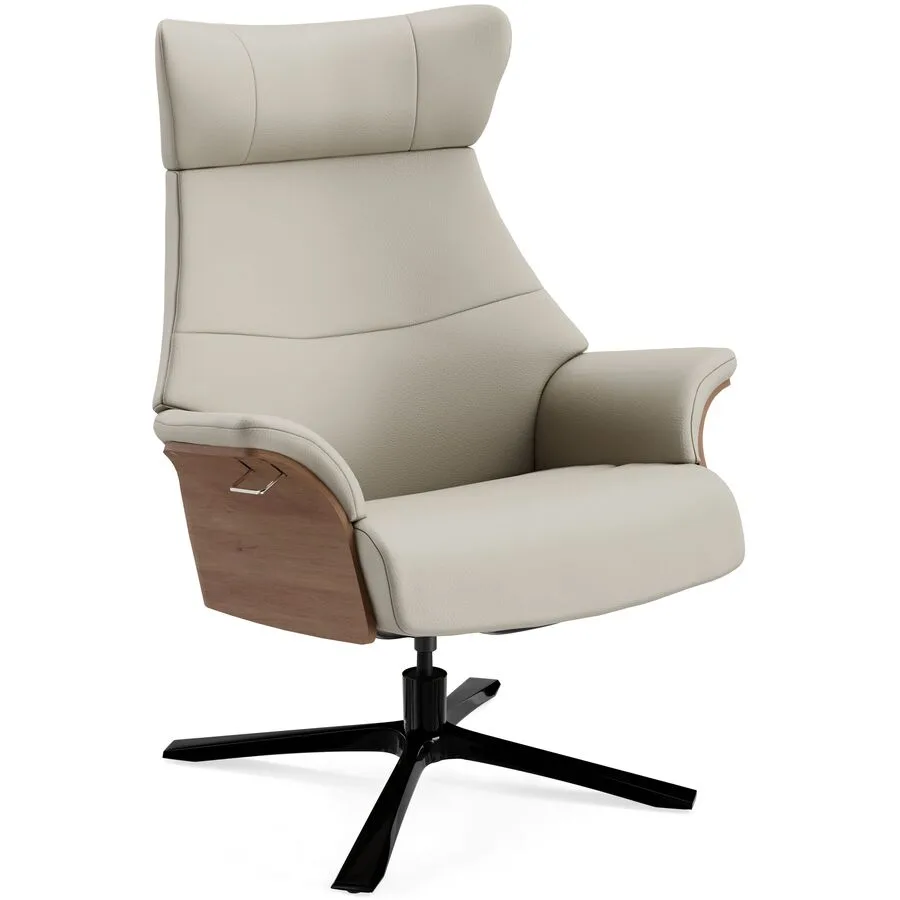 Conform Sessel Airness Graubeige, Natur, Schwarz Leder, Walnuss, Aluminium B 81 T 163 H 101 cm - Möbel Konfigurator: Traummöbel individuell