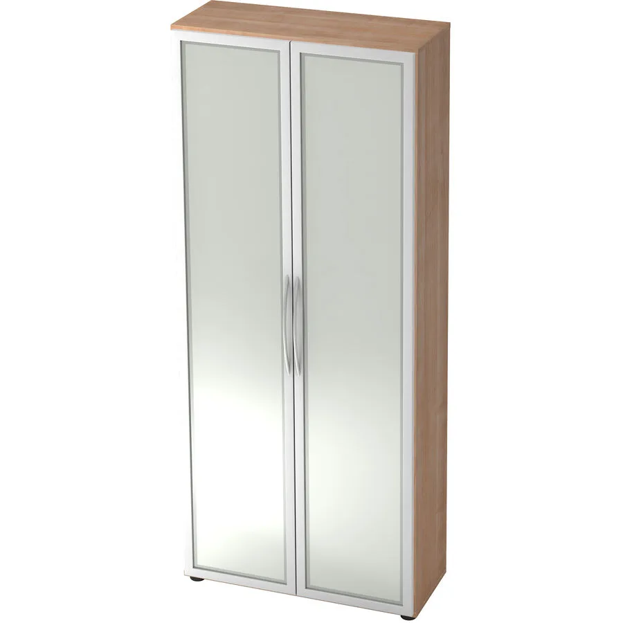 Aktenschrank Office silber, semi transparent, natur Holzwerkstoff, Glas, Metall B 80 H 188 cm