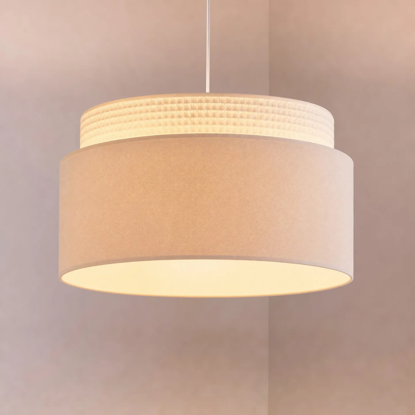 Milano Hängelampe, ecru/beige, Ø45 cm, Textil, E27 - Duolla - Wohnzimmer - Junges Wohnen - Stoff / Textil - Einflammig