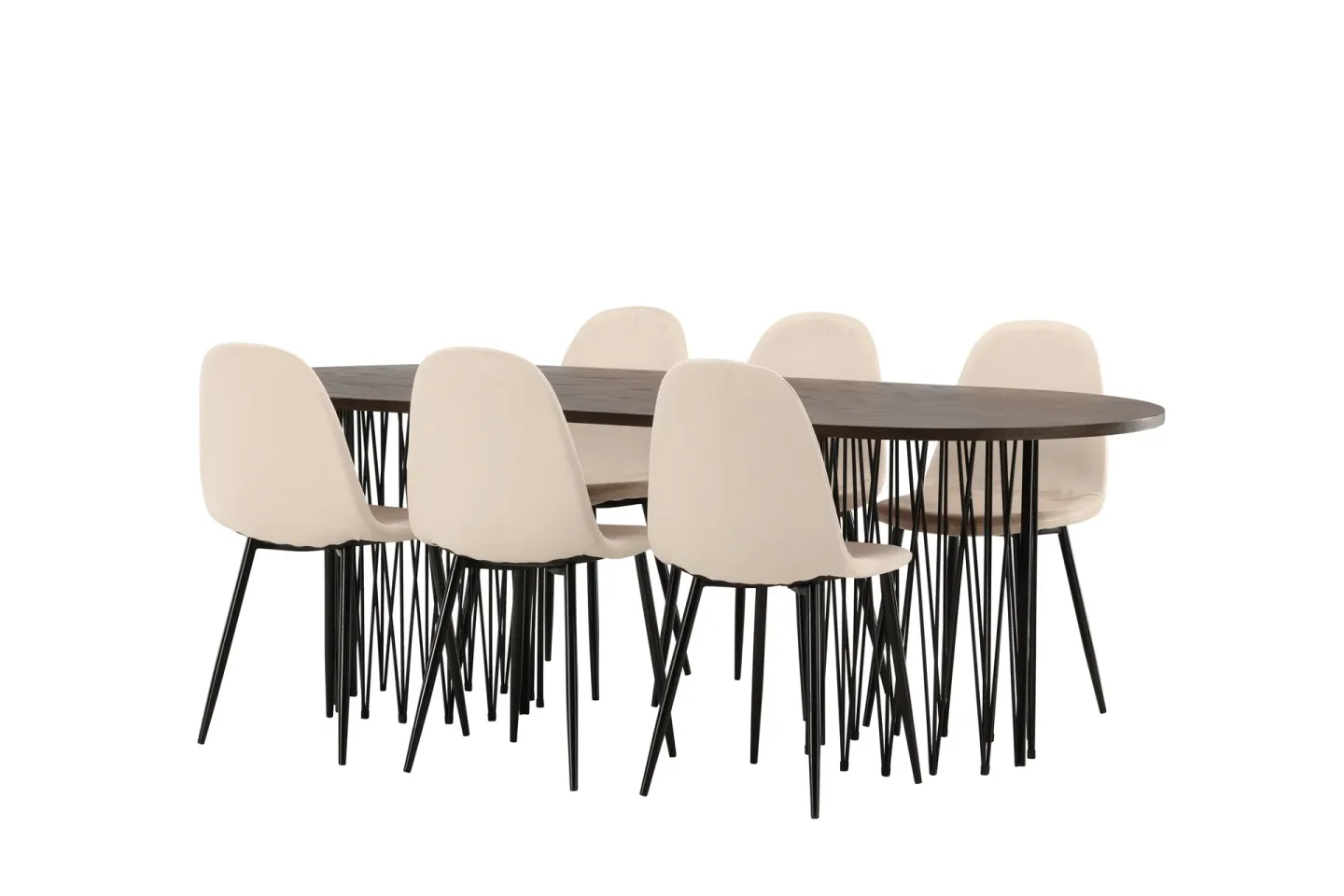 Stone Matgrupp 220 cm Oval med 6 Polar stolar - Beige