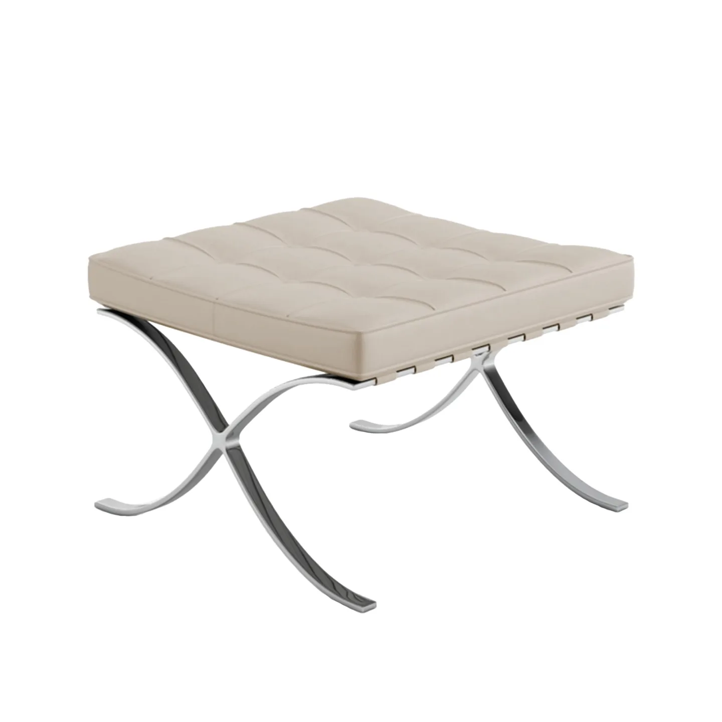 Knoll - Barcelona Stool, Läder: Kat. W Velluto Pelle - VP04 - Vit - Pallar - Ludwig Mies van der Rohe - Vit - Läder/Metall/Syntetiskt/Skum