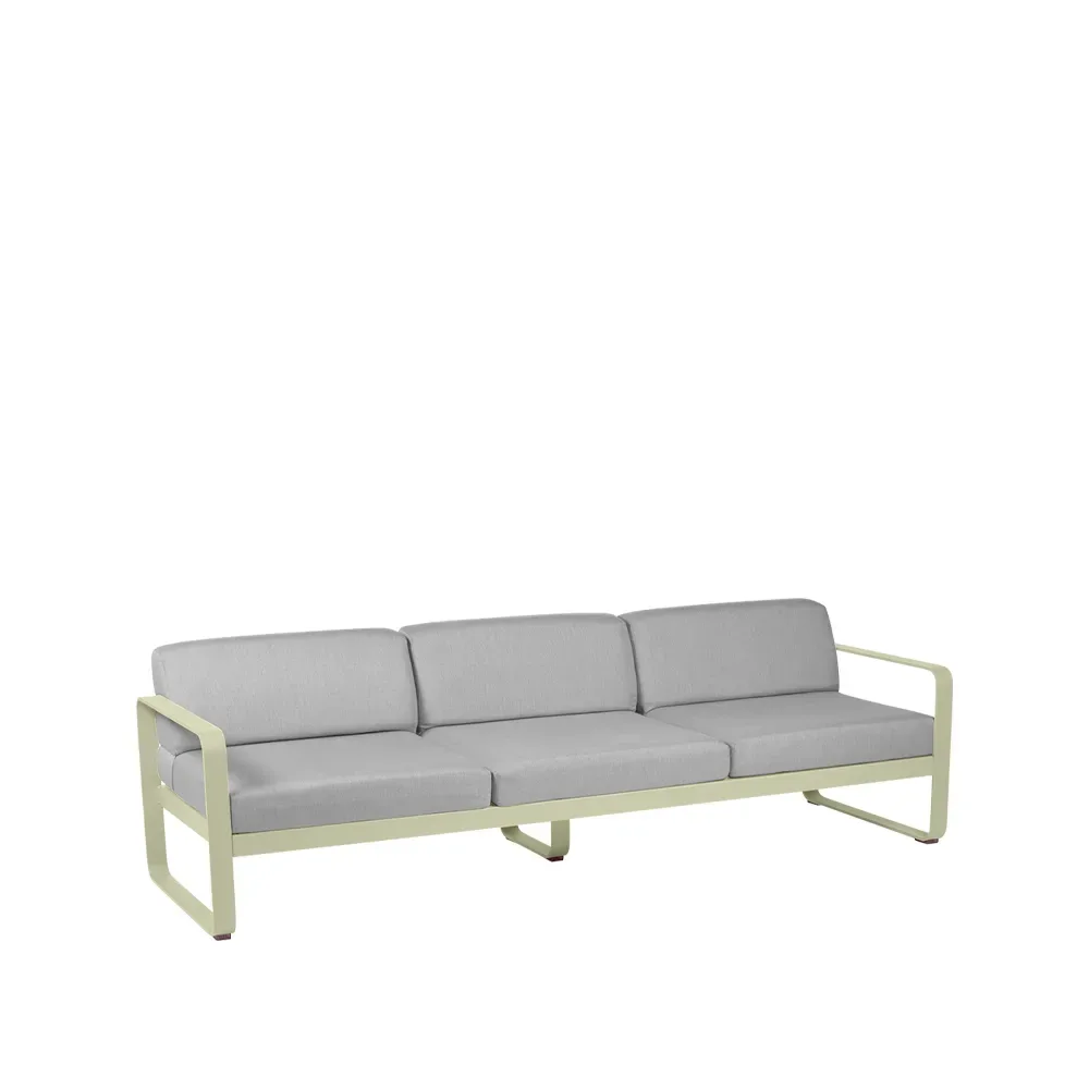 Fermob Bellevie soffa 3-sits Willow green (grön), flannel grey dyna