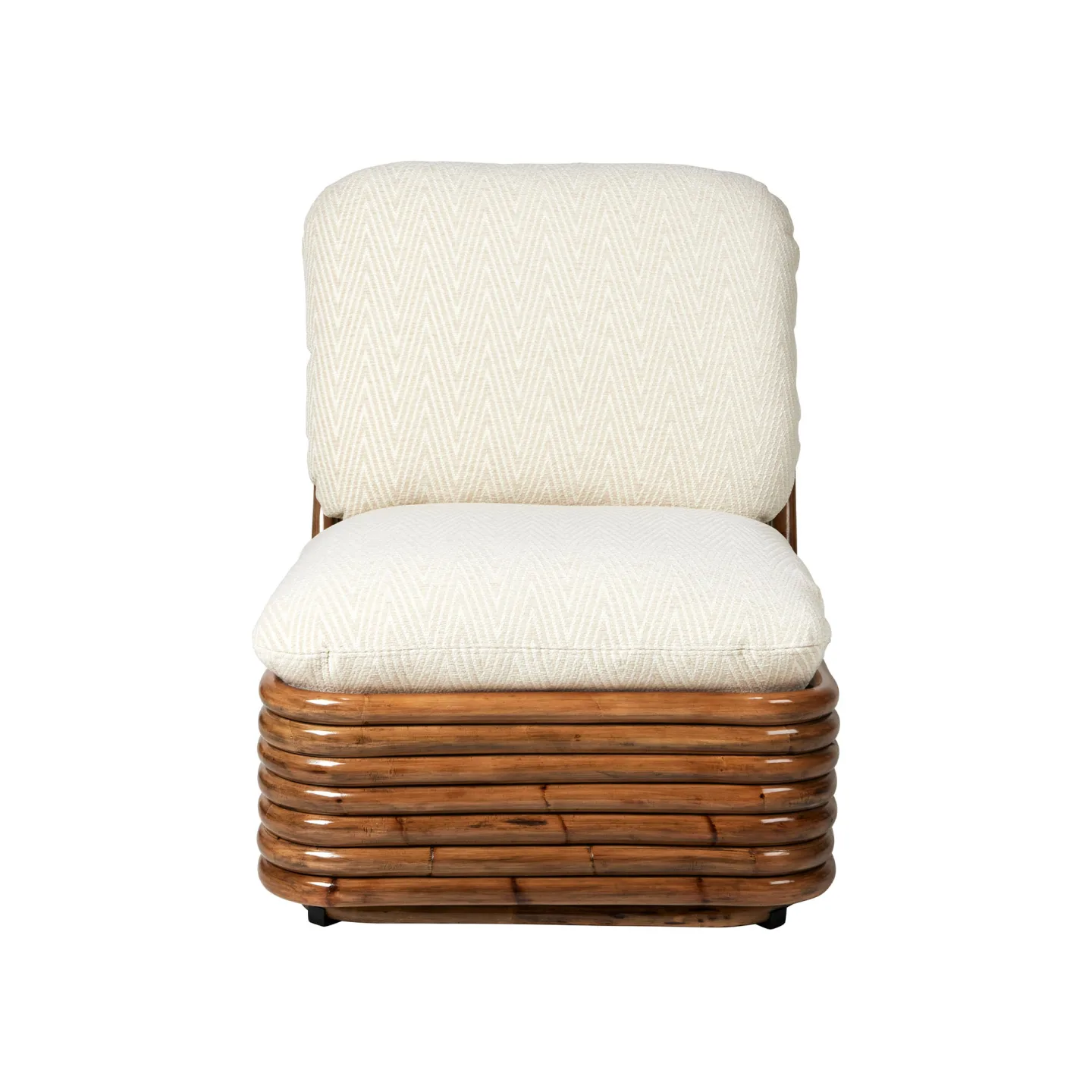 Gubi - Bohemian 72 Lounge Chair - Fully Upholstered, PG. D Dedar, Chevron Special outdoor Ivory 002 - Matstolar utomhus - Gabriella Crespi - Beige - Textilmaterial