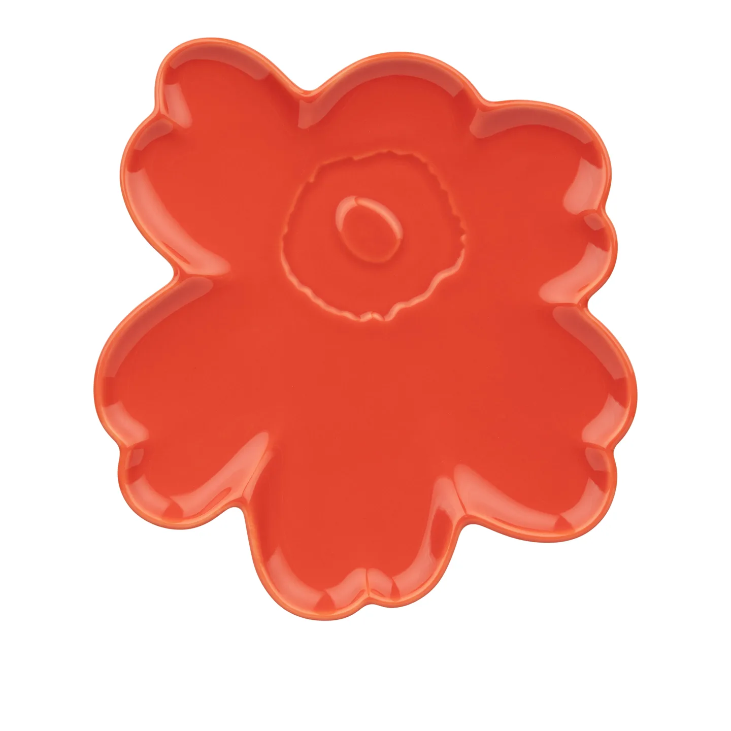 Marimekko - Unikko Shape tallrik 20 cm orange red - Uppläggningsfat - Orange - Keramik