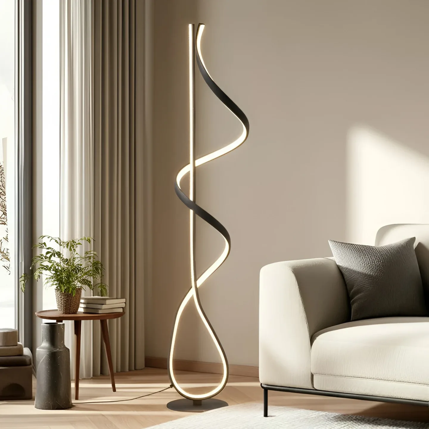 Rodado LED Stehleuchte Schwarz - Lucande - Wohnzimmer - Modern - Metall - Einflammig