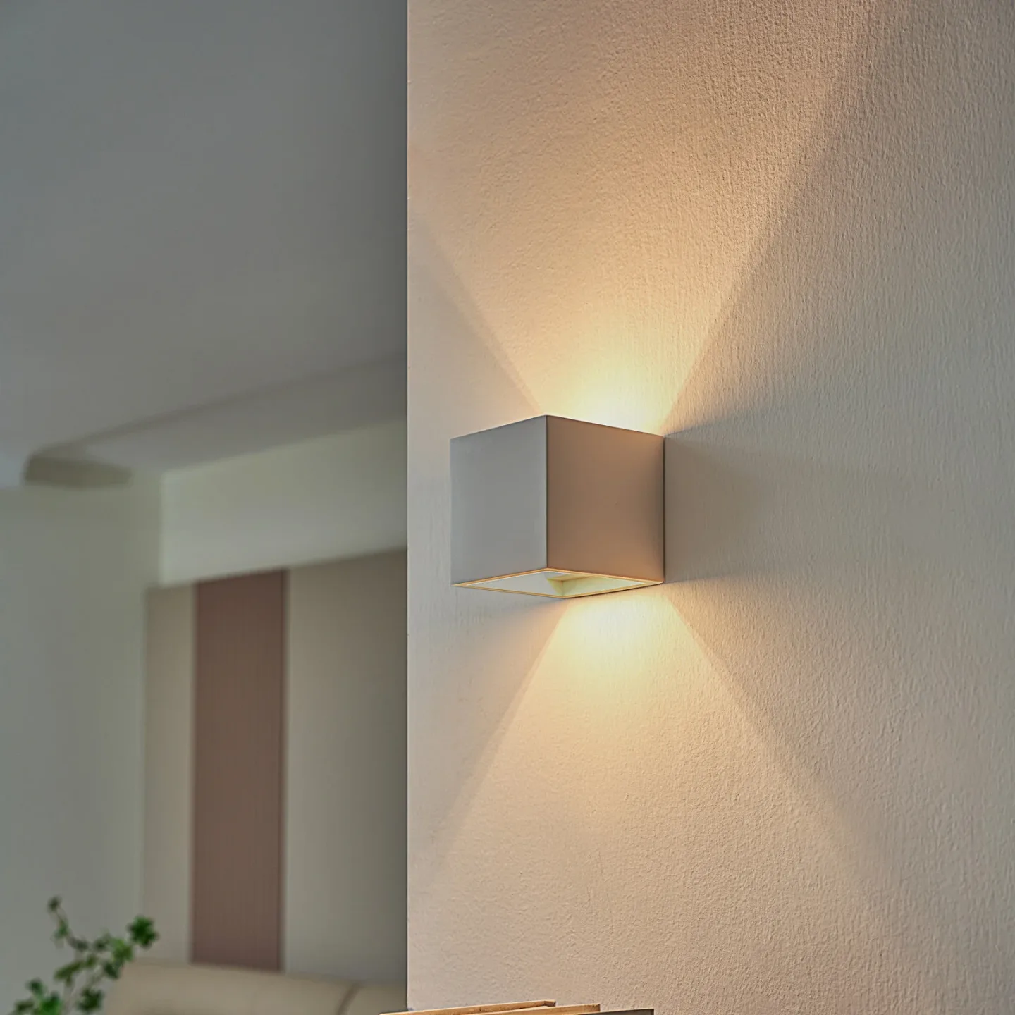 Freja Wandleuchte White - Lindby - Wohnzimmer - Modern - Gips / Ton - Eckig