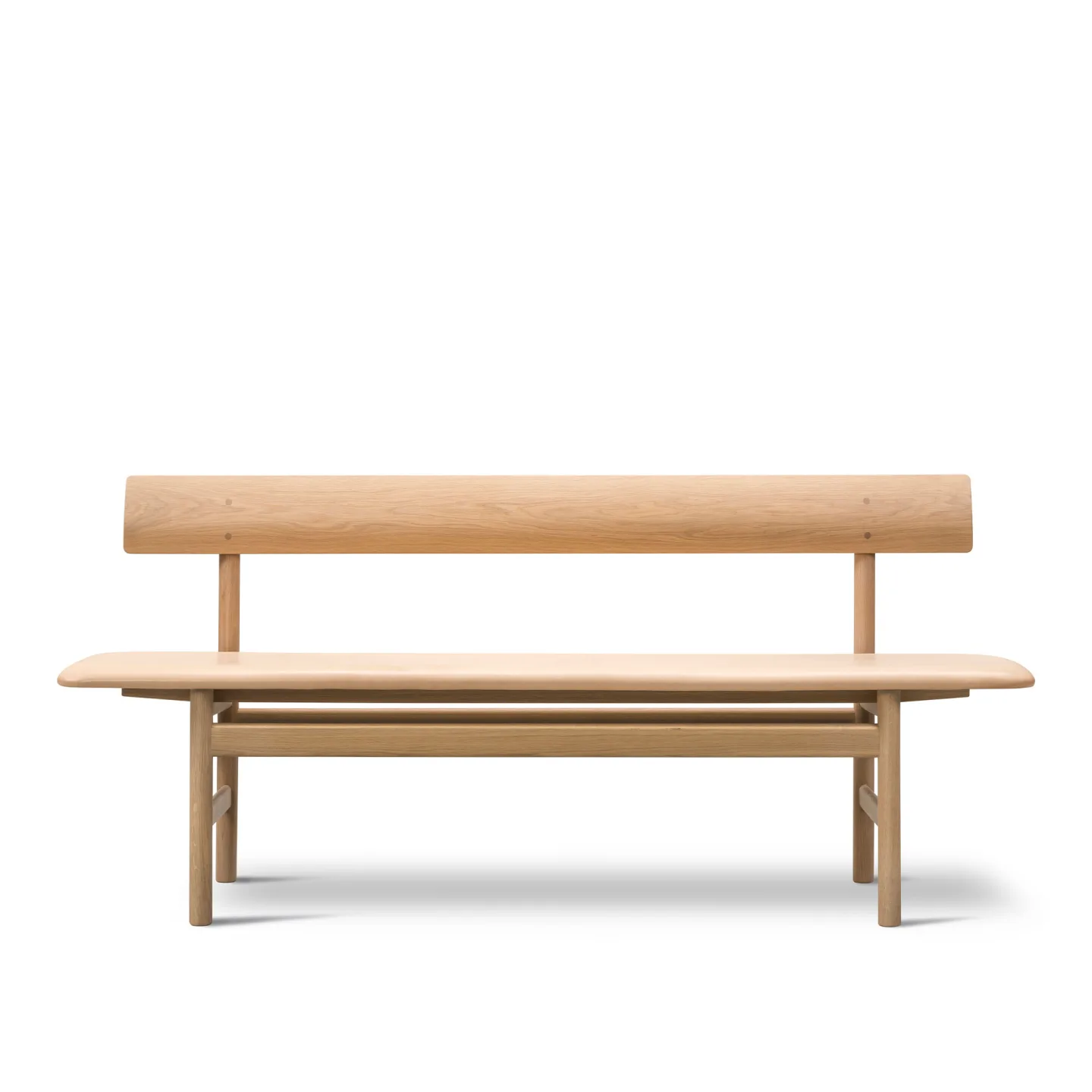 Fredericia Furniture - The Mogensen Bench, Såpad ek, Lädergrupp 4, 90 Natural - TV-bänkar - Børge Mogensen - Brun - Läder/Trä