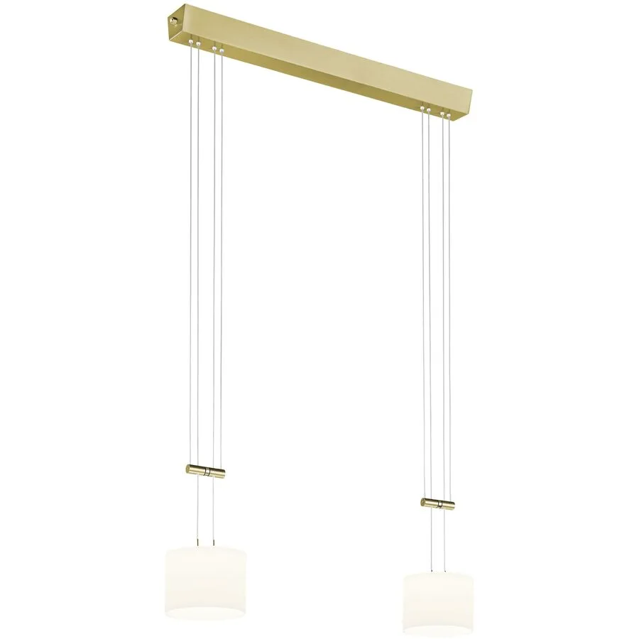 Designer-Pendellampe Bankamp Grazia Messing matt 2-flammig dimmbar - Farbe: Messing matt mit blank abgesetzt - LED - Lichtfarbe: Extra warmweiss -