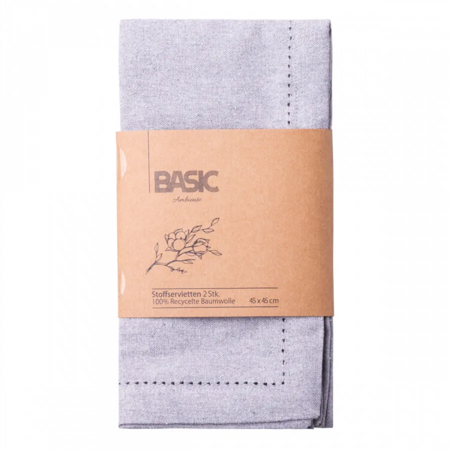 Sola Servietten Basic Ambiente silber Recycelte Baumwolle