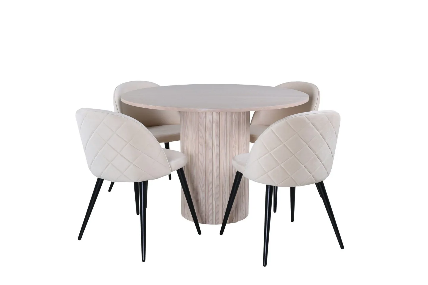 Bianca Matgrupp 110 cm Rund med 4 Velvet stolar - Svart