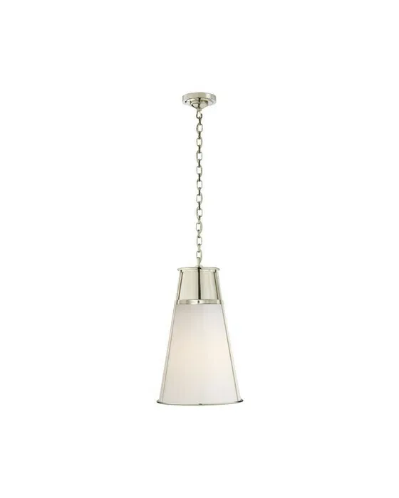 Robinson Large Pendant Polished Nickel/White Glass
