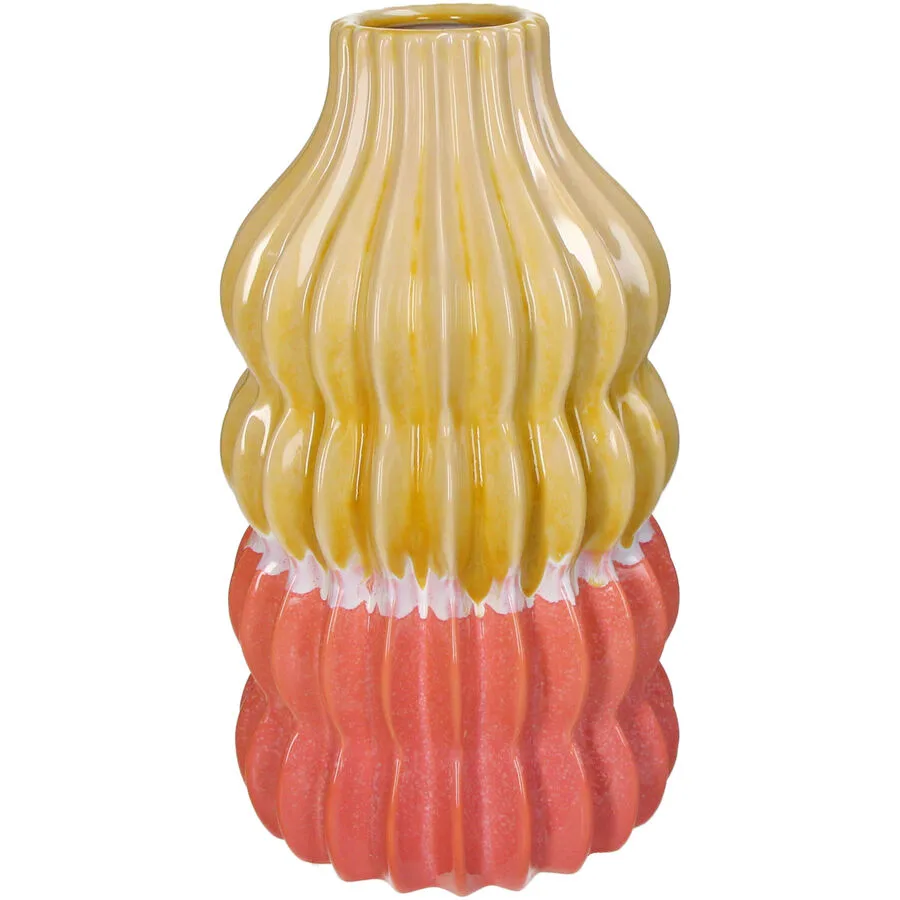 Vase Myko Gelb/Weiss/Orange Steingut 37 cm