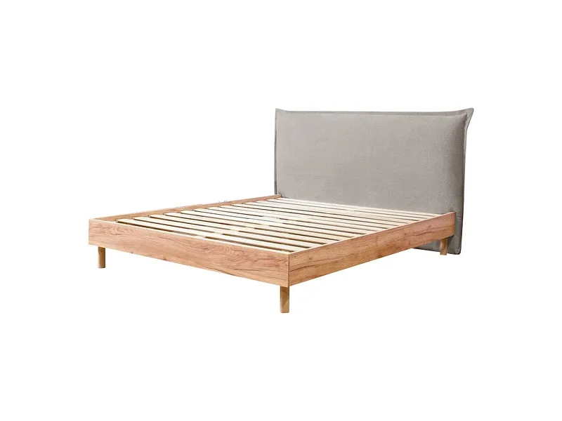 Bett BOBOCHIC CHARLIE 180x200cm stoff mit textur hellgrau