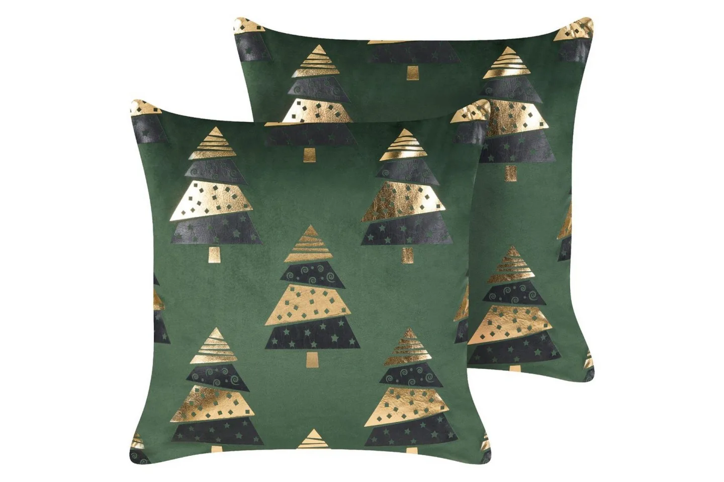 Prydnadskuddar Goldspruce set om 2 Grön/guld/svart - Grön/guld/svart
