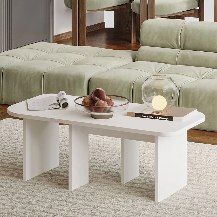 Salontisch Georis Weiß 100% Melaminbeschichtete Kiefer B 90 T 45 cm - Farbe: Weiss