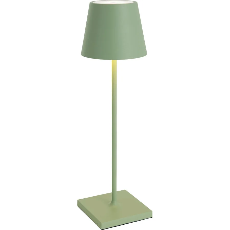 Tischlampe Aline Grün Aluminium 11 cm 38 cm - Farbe: Hellolivgrün - LED - Lichtfarbe: Extra warmweiss - LED Energiesparlampen