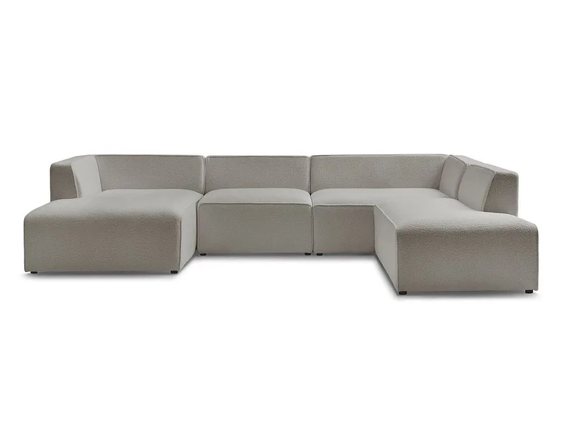 Wohnlandschaft BOBOCHIC MEGEVE Boucle-Stoff hellgrau