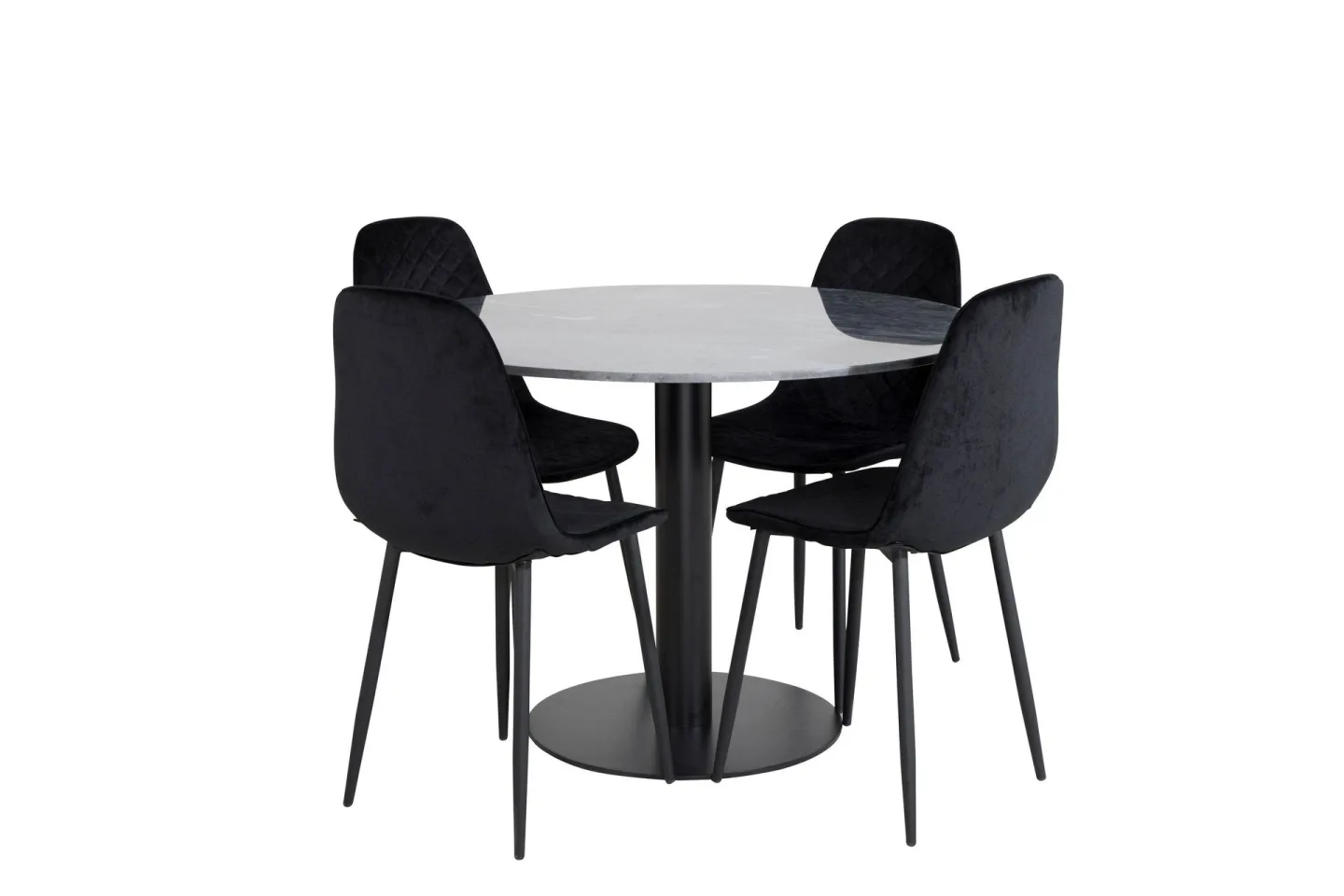 Estelle Matgrupp 106 cm Rund med 4 Polar stolar - Svart