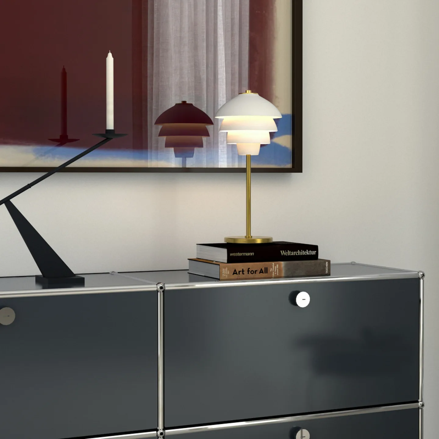 Belid Valencia Tischleuchte 41 cm Mattweiß-messing
