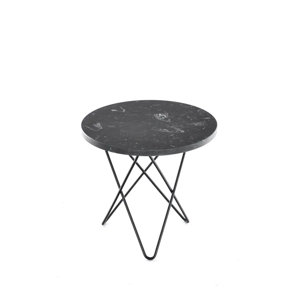 OX Denmarq Mini O Table Couchtisch Marmor marquina, Schwarz lackiertes Gestell