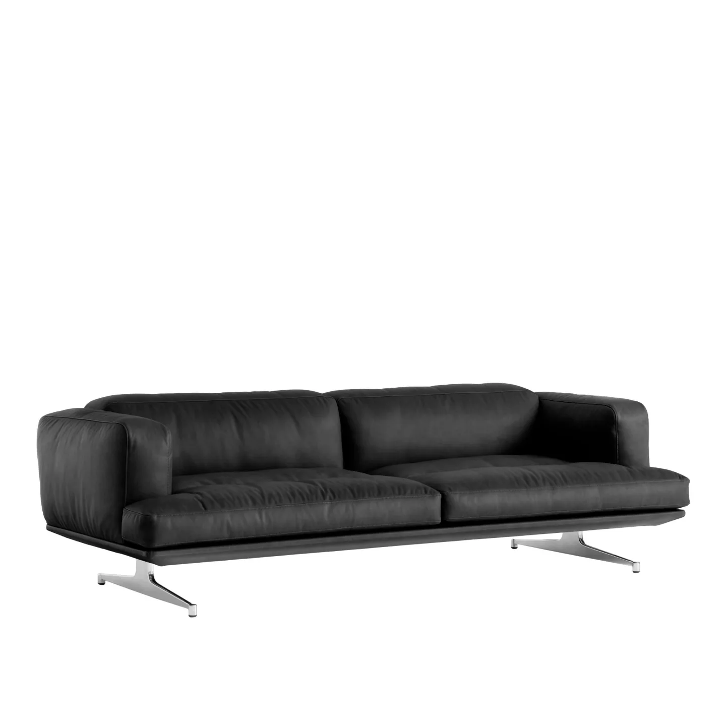 &Tradition - Inland AV23 3-sits soffa polerad aluminium ben black leather - Soffor - Anderssen & Voll - Svart