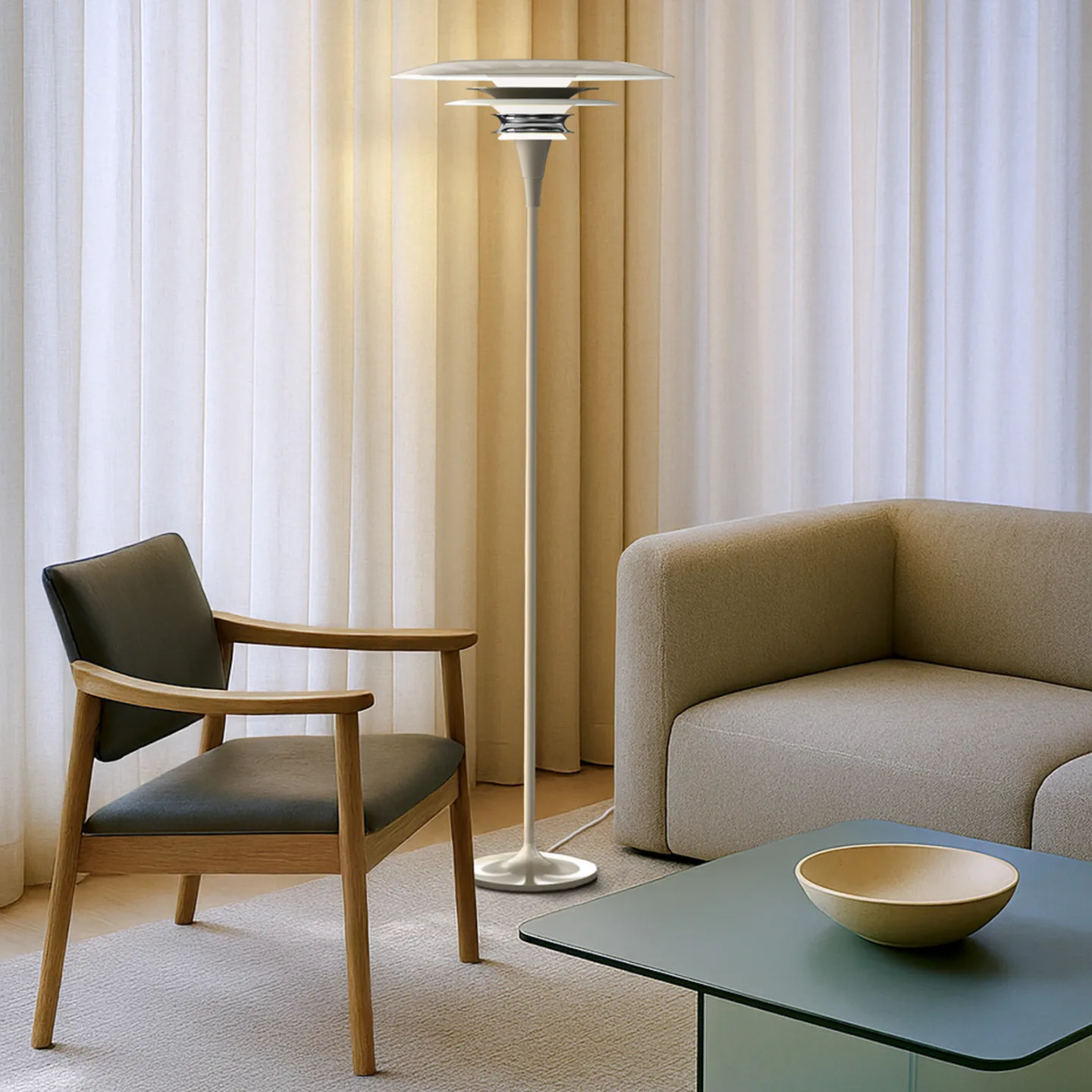 Diablo Stehleuchte, Höhe 149 cm, greige, Metall, E27 - Belid - Wohnzimmer - Design - Einflammig
