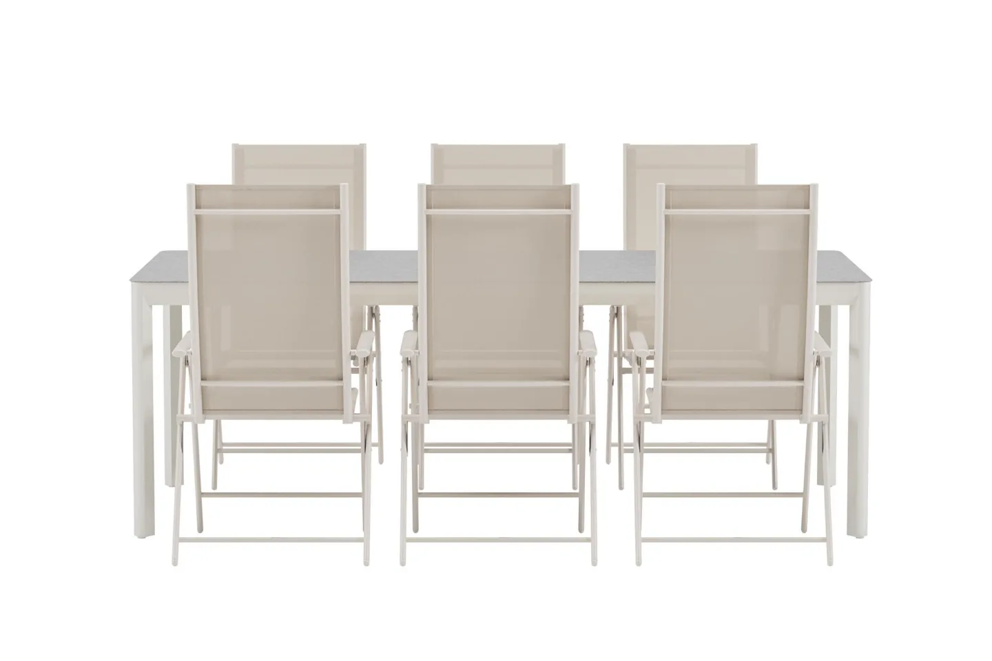 Lino Gartenset Tisch 100x220 cm beige 6 Stühle beige.